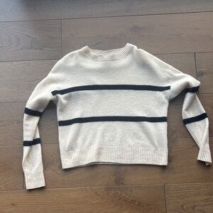 360 Cashmere Cream and Blue Striped Sweater